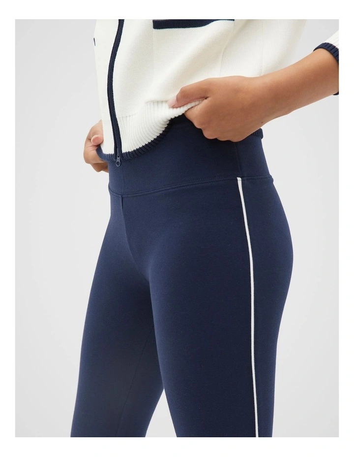 Piped Flare Legging in New Navy image 4