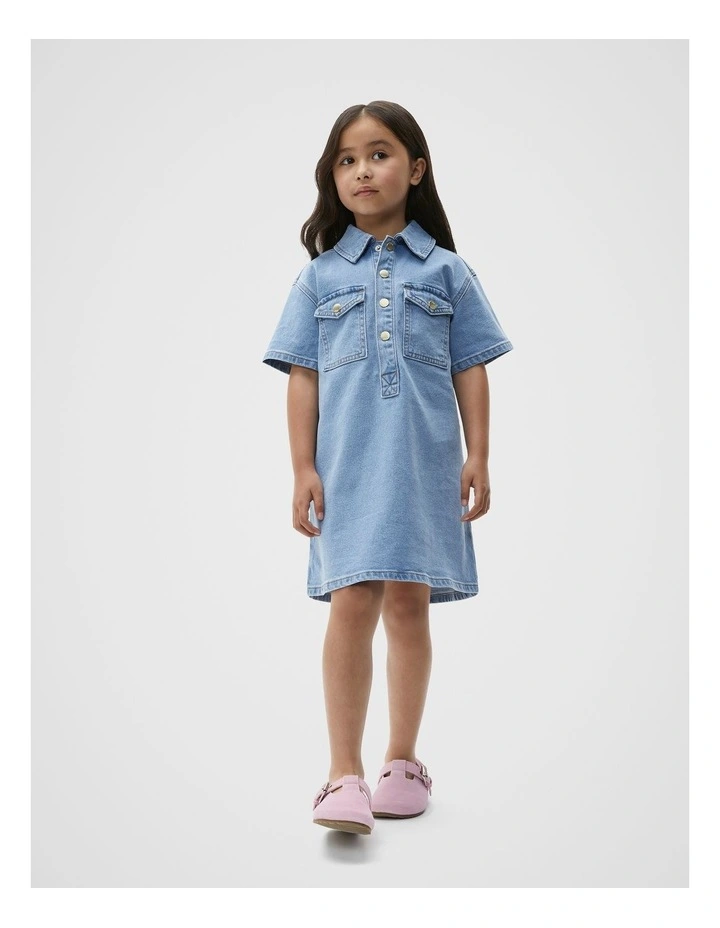 Pocket Denim Dress in Clean Blue Wash image 1