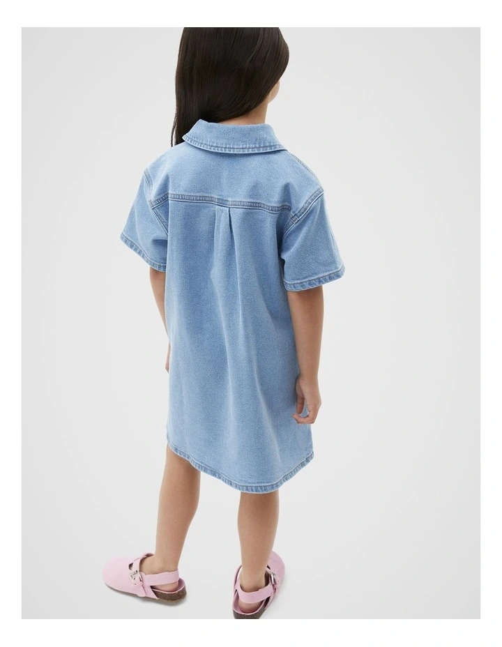 Pocket Denim Dress in Clean Blue Wash image 2