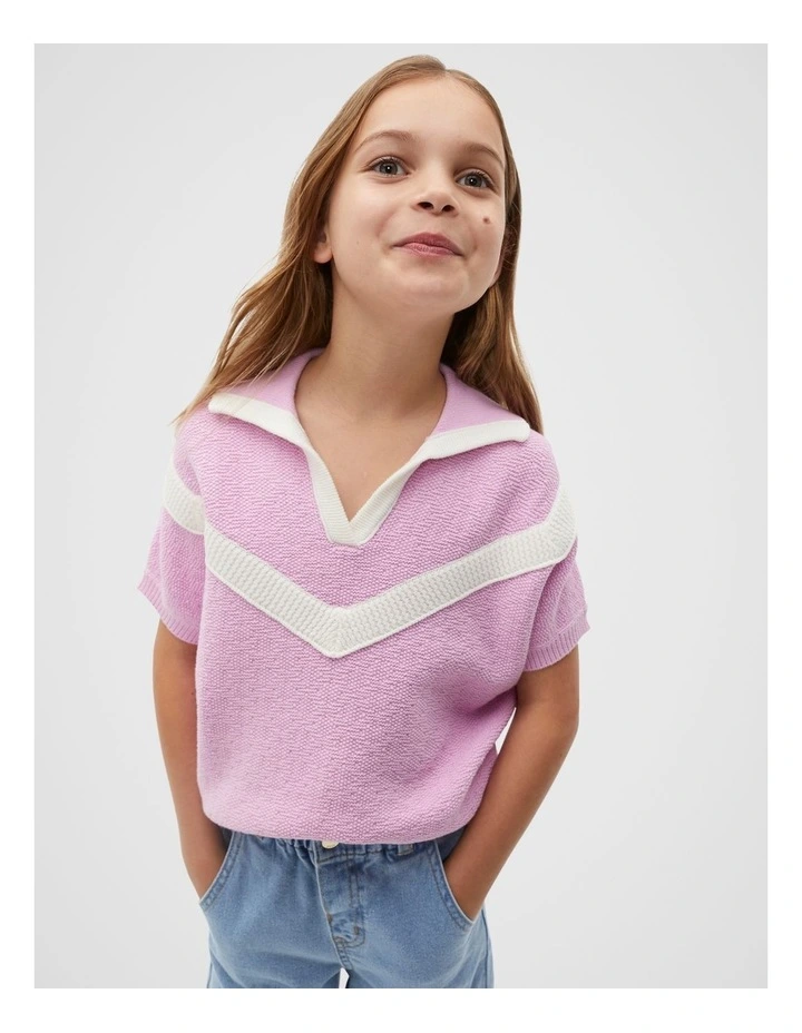 Sporty Knit Tee in Fairy Floss image 1