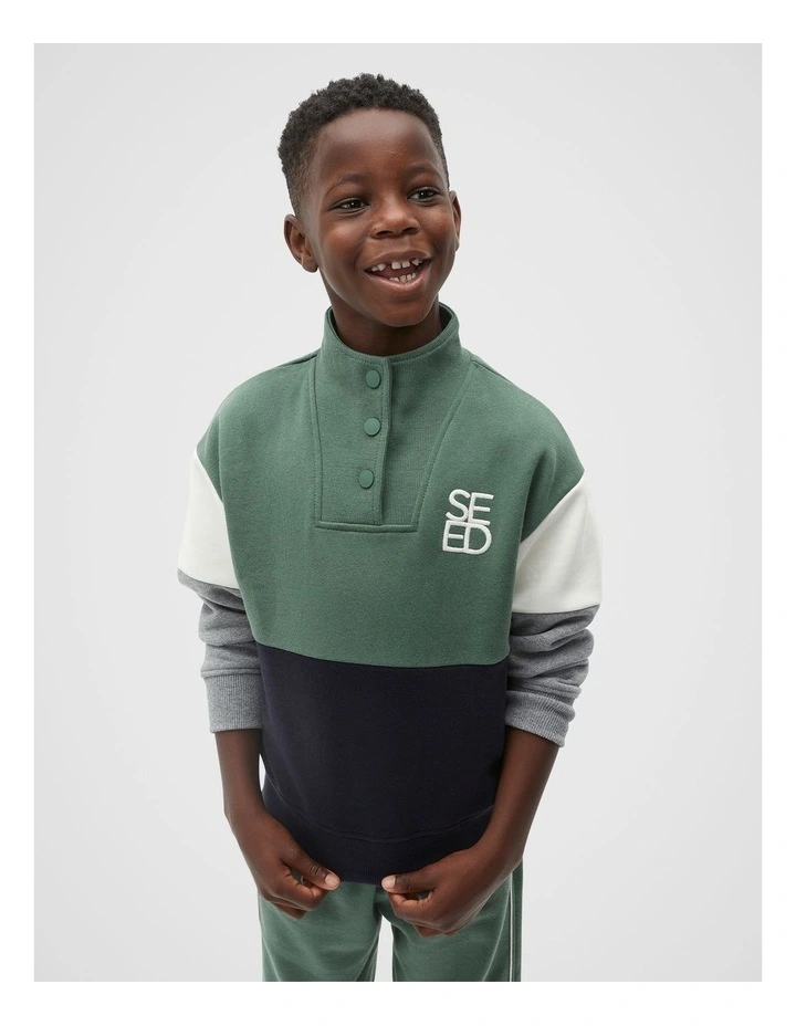 Essential Logo Snap Sweat in Multi image 1