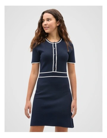 Knit Mini Dress in New Navy