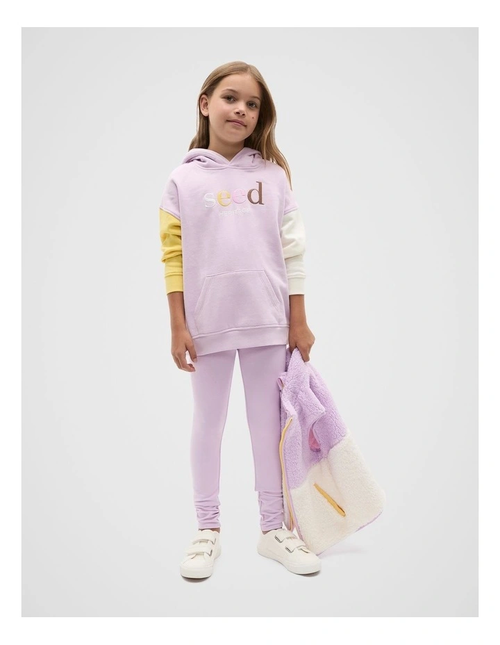 Colour Block Logo Hoodie in Soft Lilac image 3