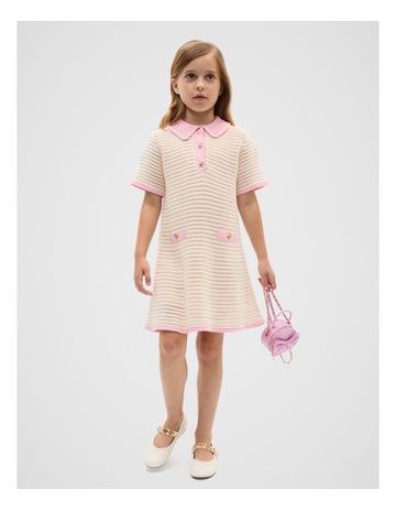 Crochet Button Dress in Chiffon