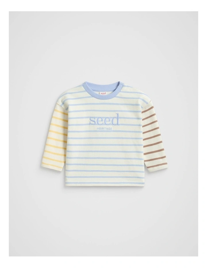 Stripe Logo Rugby Tee in Multi image 1