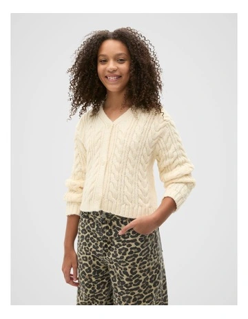 Cable Knit Cardigan in Rich Cream