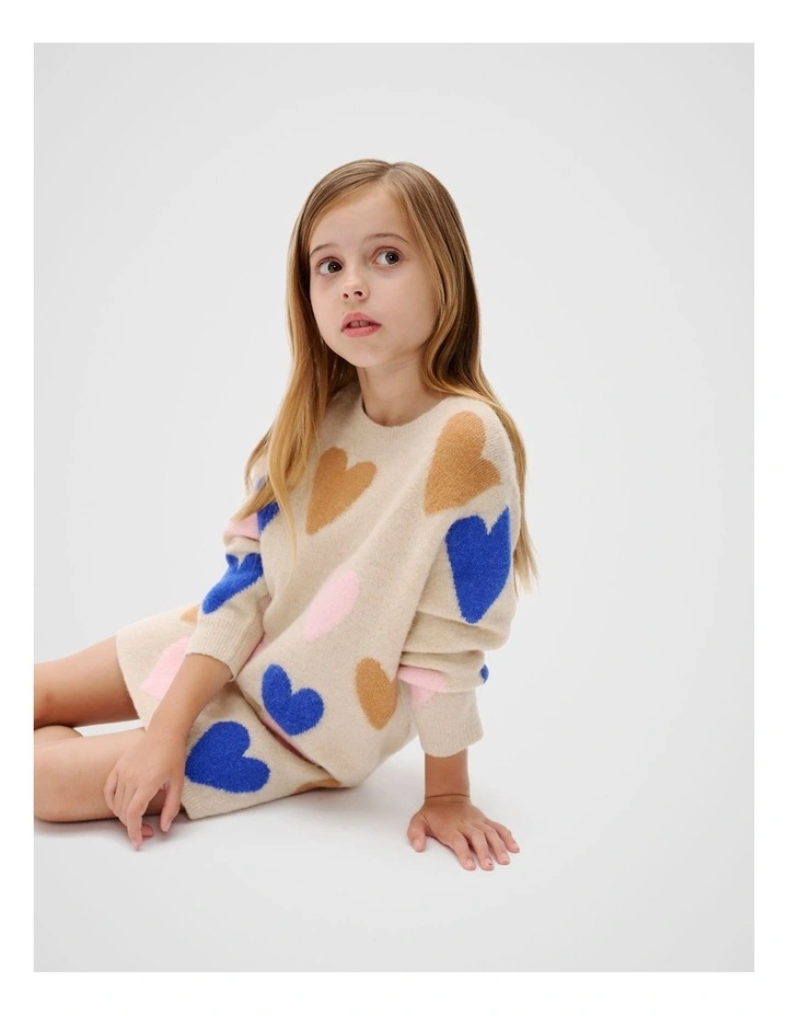 Heart Knit Sweater in Oat Marle image 1