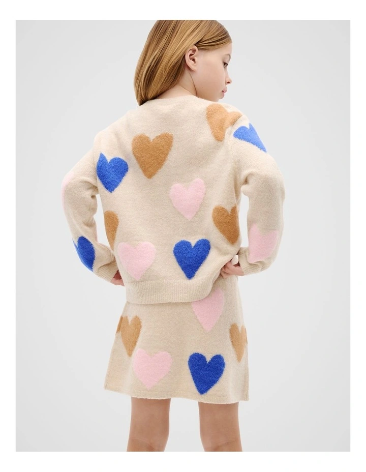 Heart Knit Sweater in Oat Marle image 2