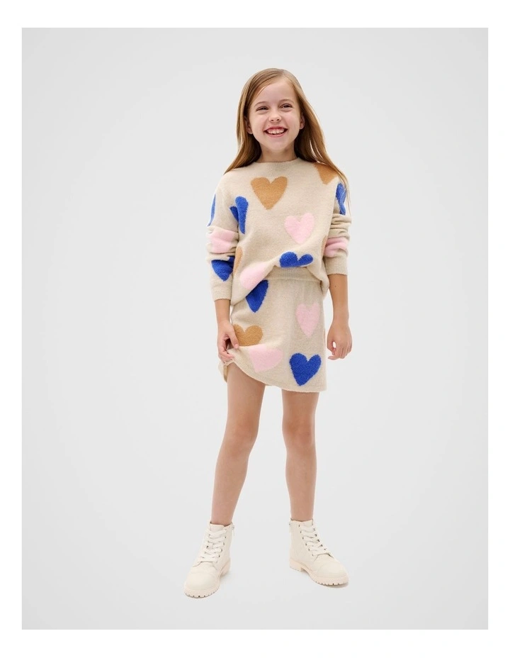 Heart Knit Sweater in Oat Marle image 3