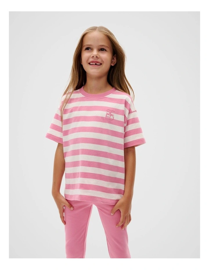 Core Stripe Tee in Raspberry image 1