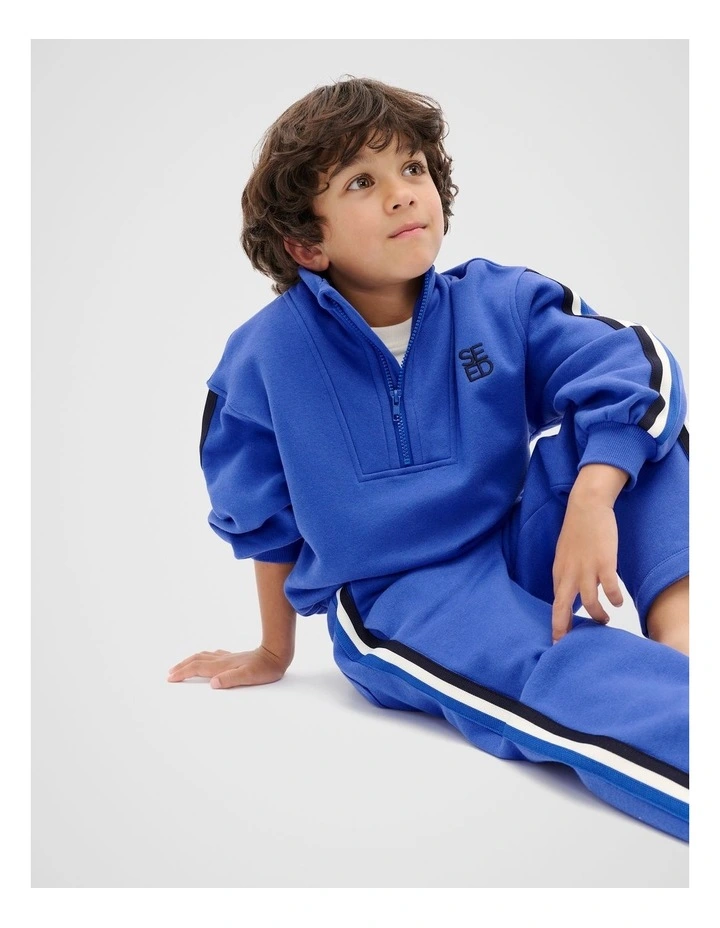 Zip Up Logo Sweat in Blueberry image 1