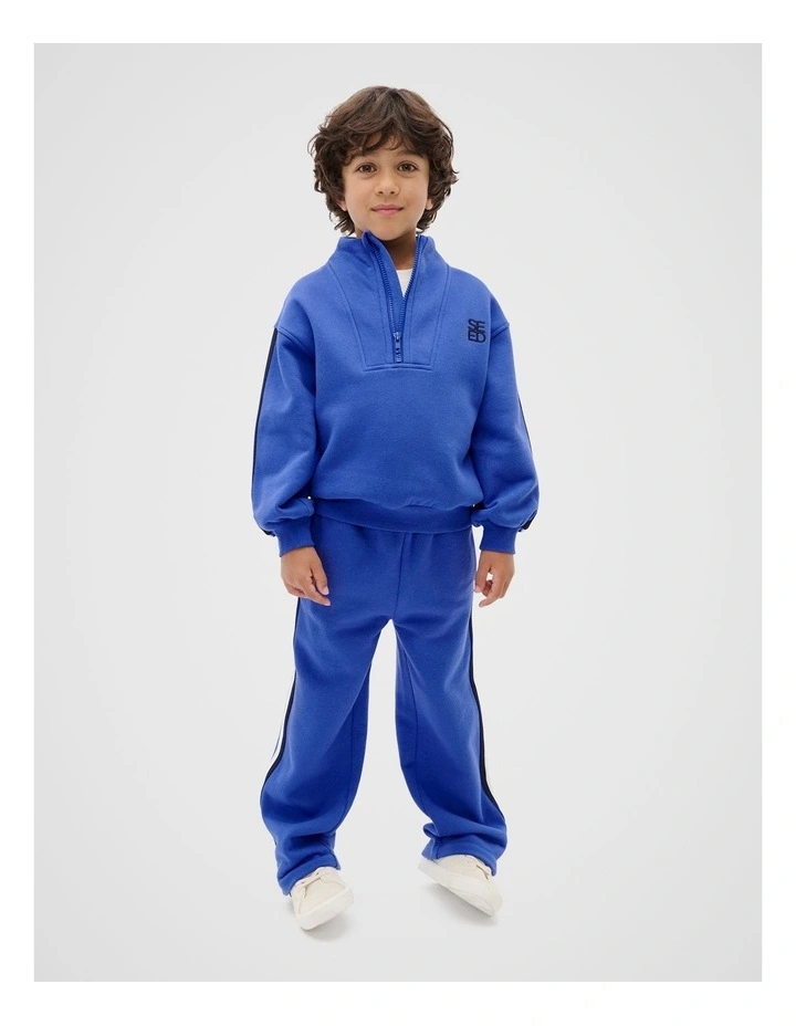 Zip Up Logo Sweat in Blueberry image 3
