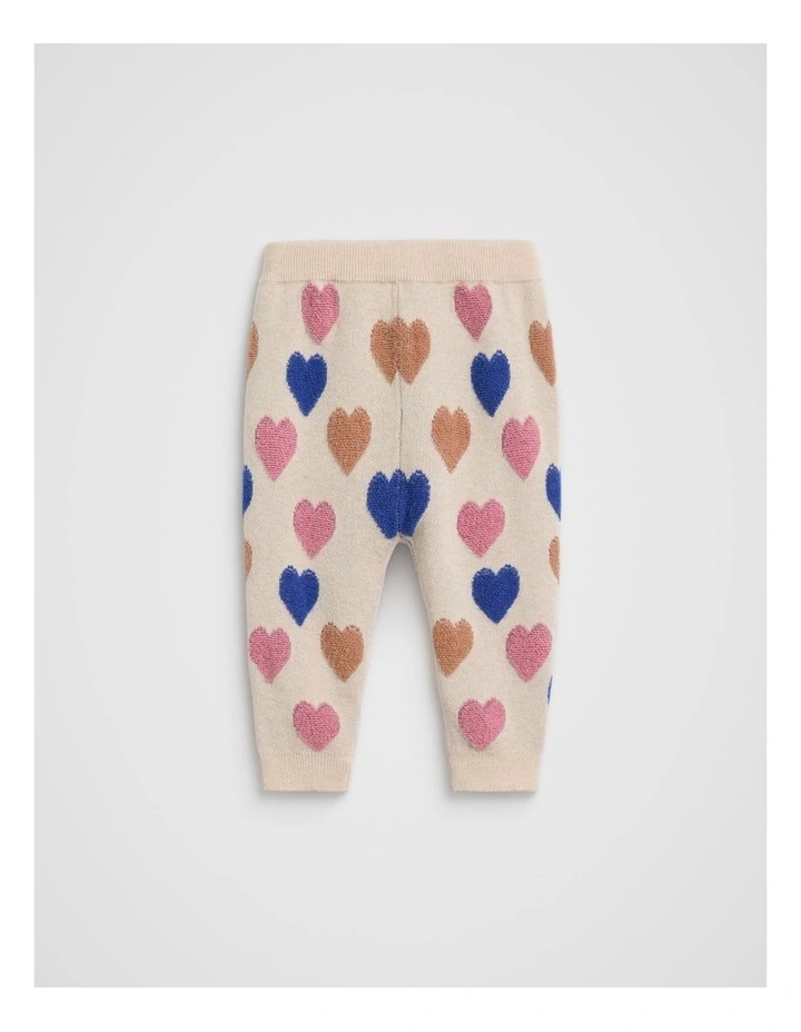 Heart Knit Legging in Oat Marle image 1