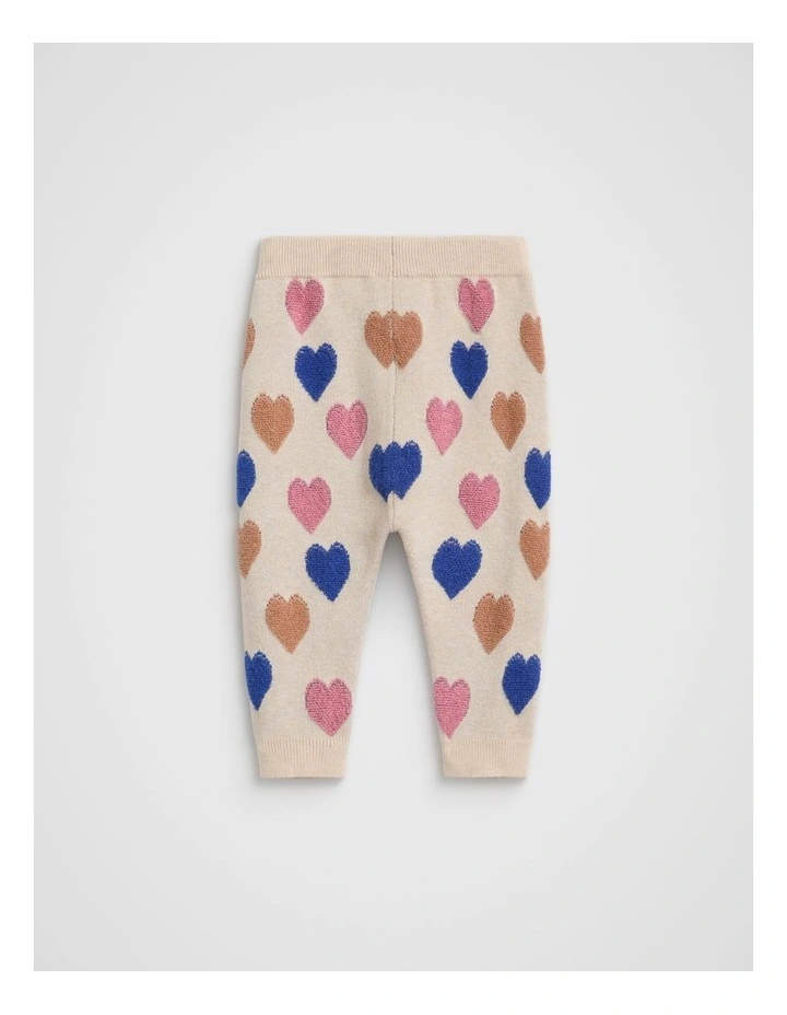 Heart Knit Legging in Oat Marle image 2