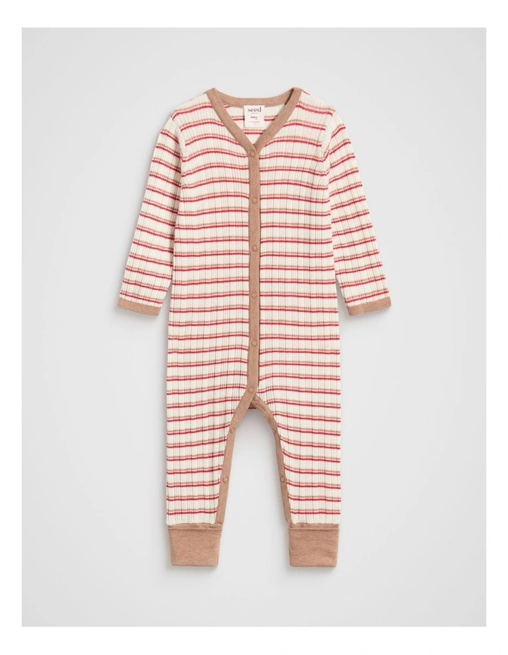 Stripe Knit Jumpsuit in Multi image 1