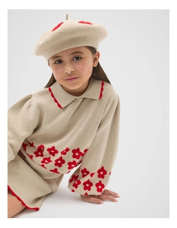 Collar Knit Sweater in Caramel Marle