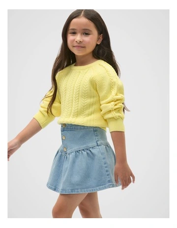 Cable Knit Sweater in Lemon Drop