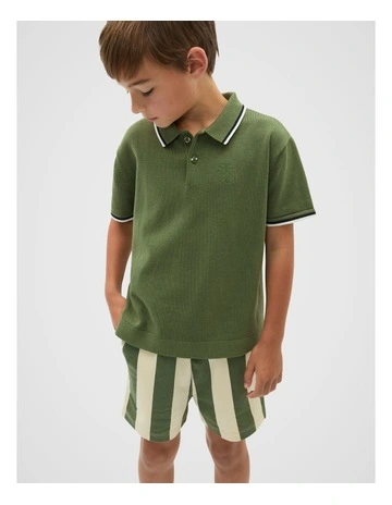 Knit Logo Polo in Dark Sage