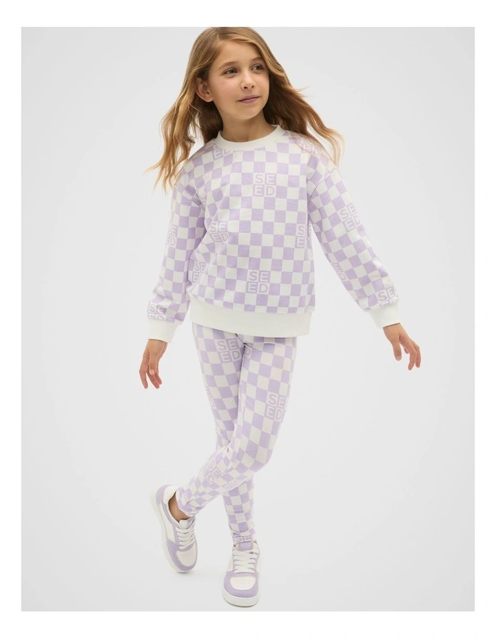 Check Logo Sweat Top in Lavender image 1