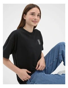Oversized Logo Tee in Black