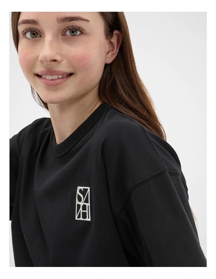 Oversized Logo Tee in Black image 3