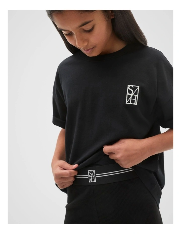 Oversized Logo Tee in Black image 4
