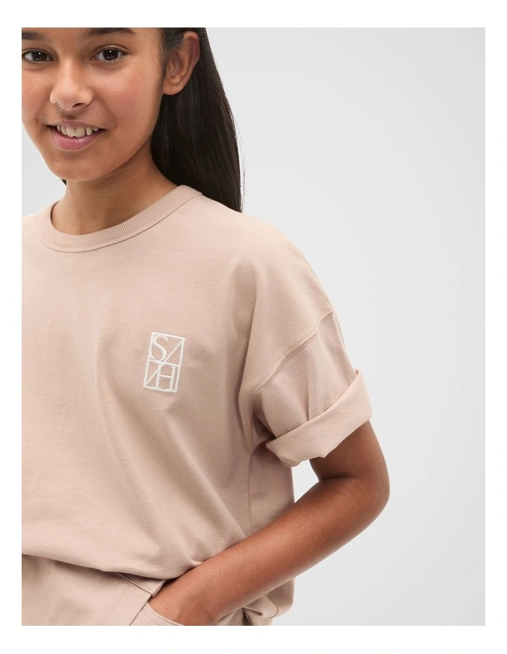 Oversized Logo Tee in Neutral image 4