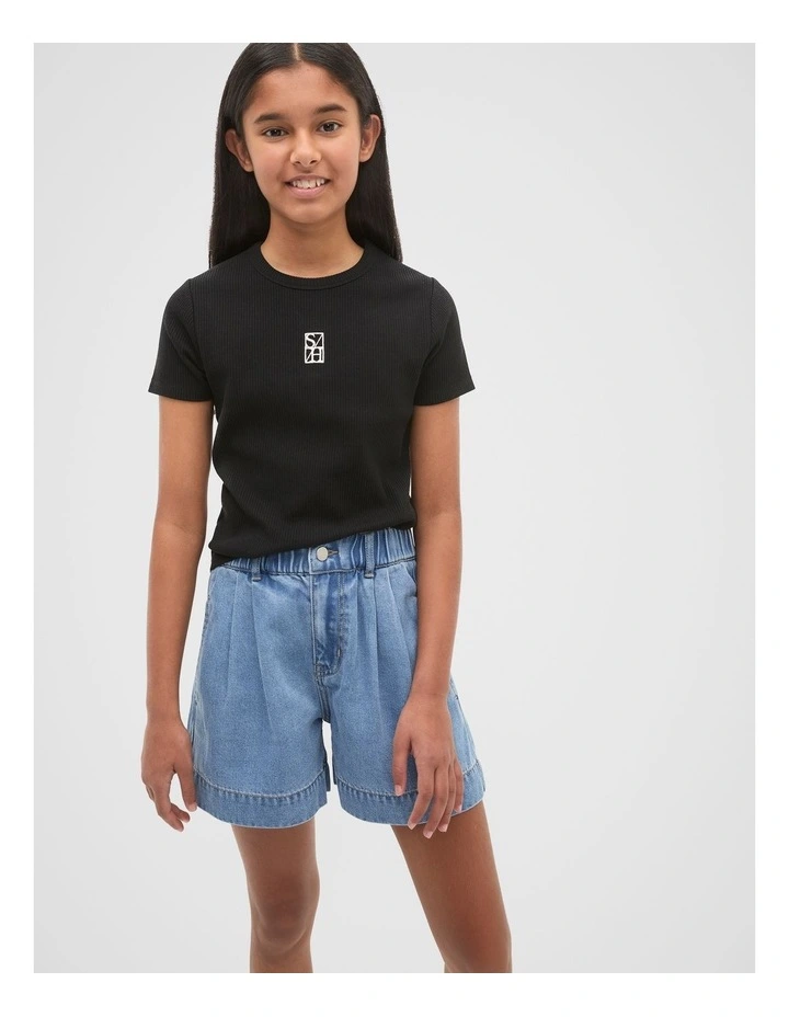 Core Logo Rib Tee in Black image 1