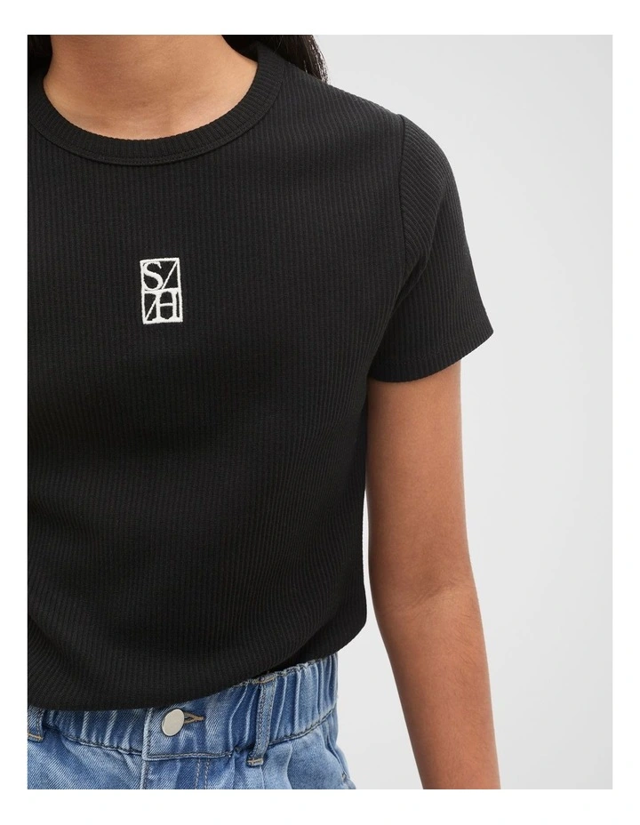 Core Logo Rib Tee in Black image 4