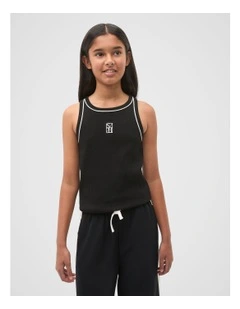 Core Logo Rib Tank in Black