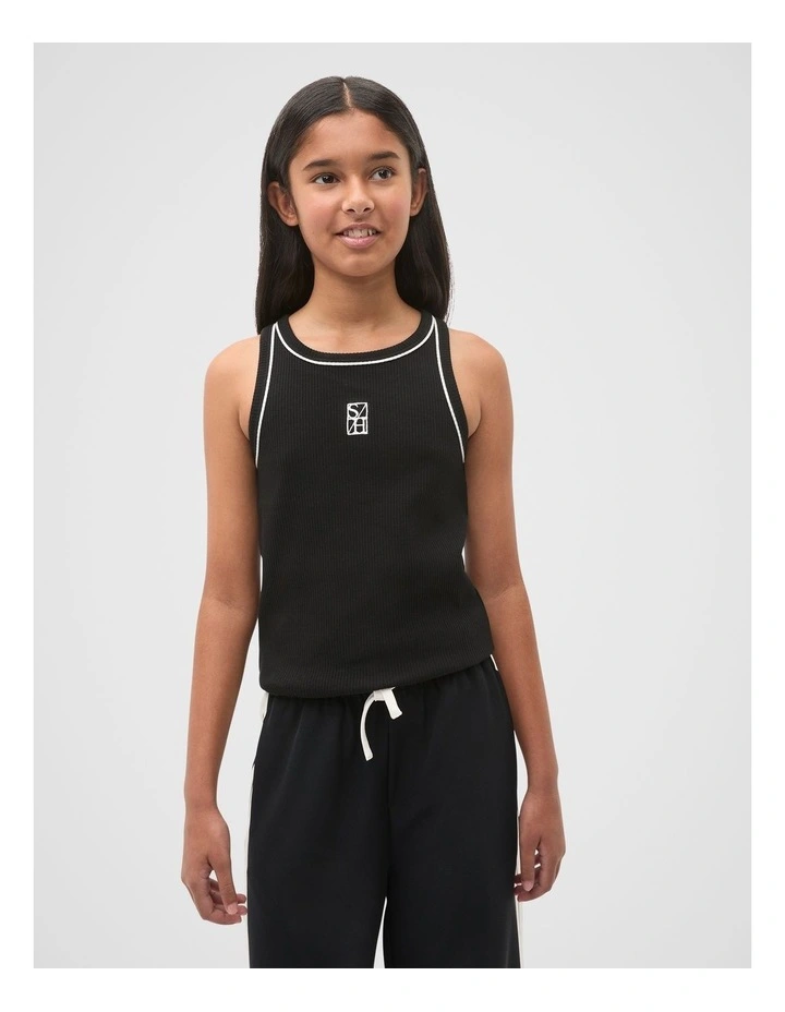 Core Logo Rib Tank in Black image 1