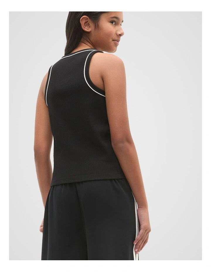 Core Logo Rib Tank in Black image 2