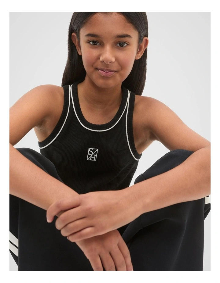 Core Logo Rib Tank in Black image 4