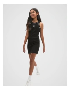 Logo Tank Dress in Black
