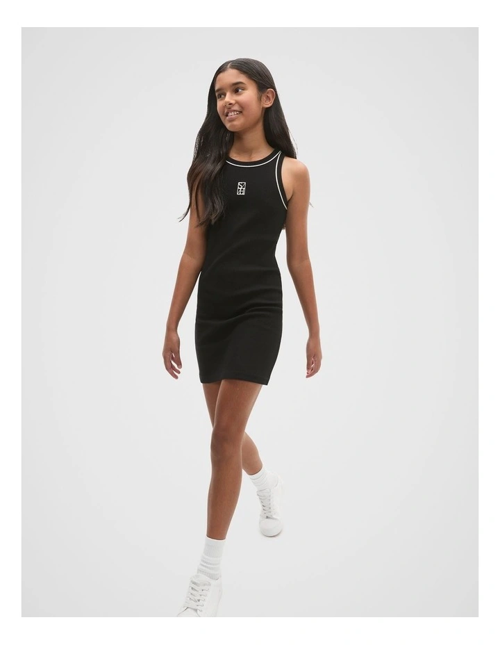 Logo Tank Dress in Black image 1