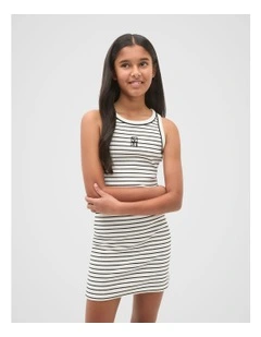 Logo Tank Dress in Canvas Stripe