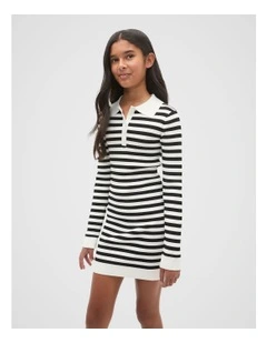 Stripe Knit Dress in Black
