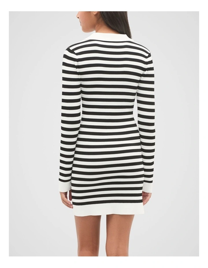 Stripe Knit Dress in Black image 2