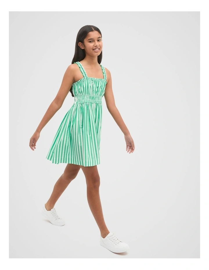 Stripe Smocked Dress in Jewel Green image 3