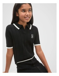 Rib Knit Top in Black