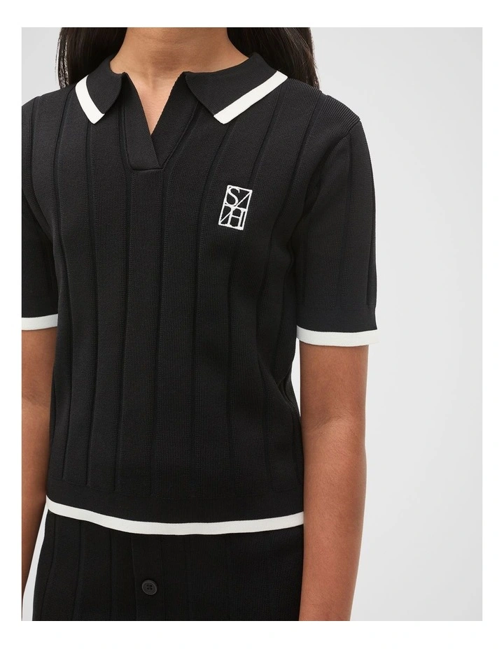 Rib Knit Top in Black image 4