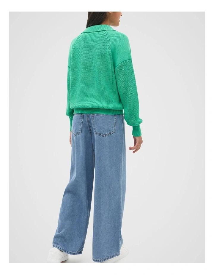 Polo Knit Sweater in Jewel Green image 2
