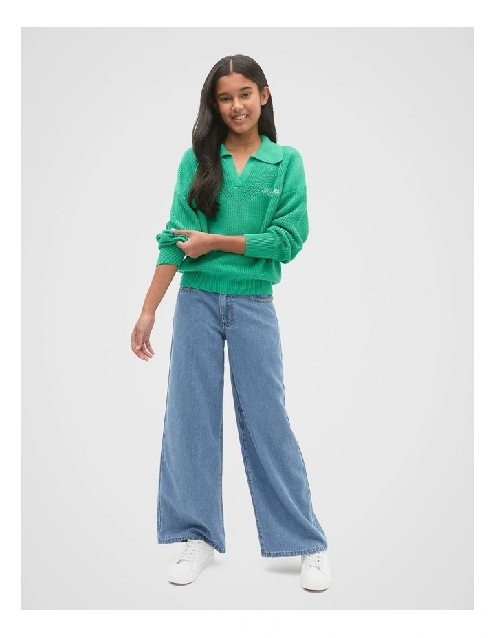 Polo Knit Sweater in Jewel Green image 3