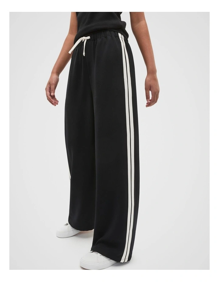 Side Stripe Twill Pant in Black image 1