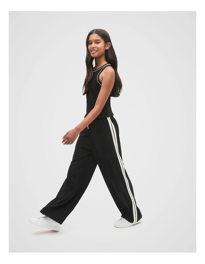 Side Stripe Twill Pant in Black image 3
