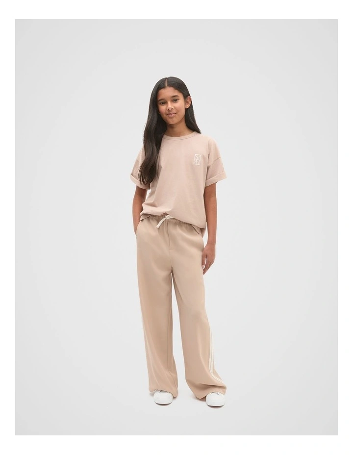 Side Stripe Twill Pant in Neutral image 3