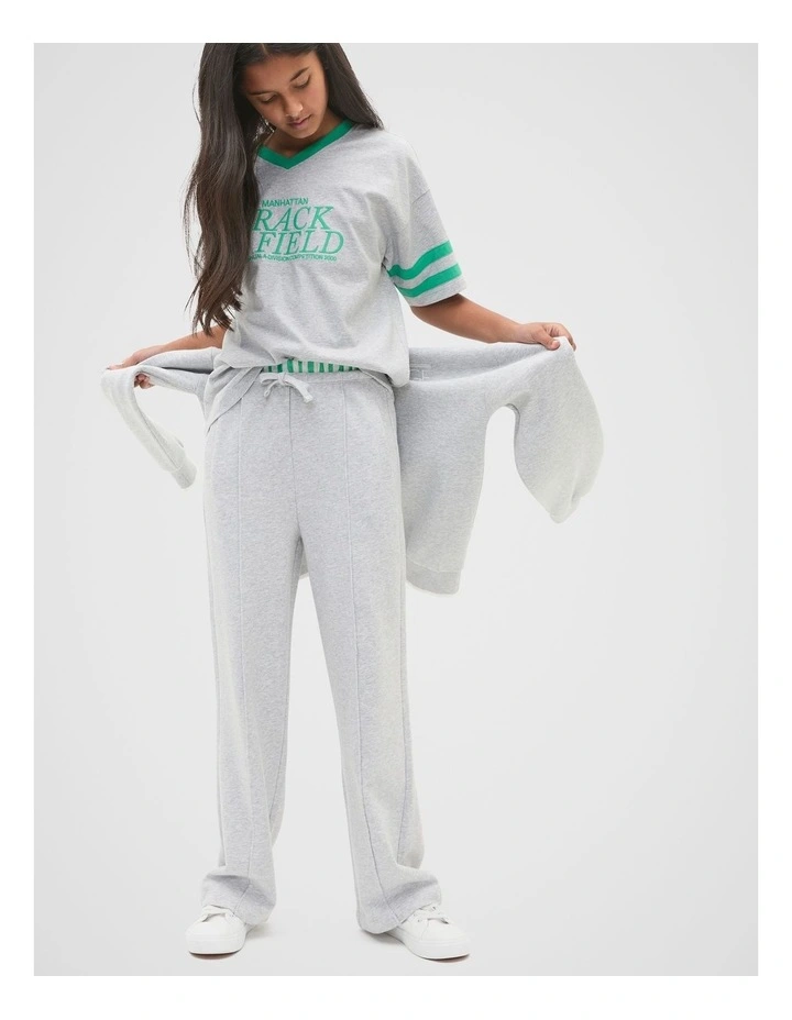 Pin Tuck Track Pant in Cloud Grey Marle image 3