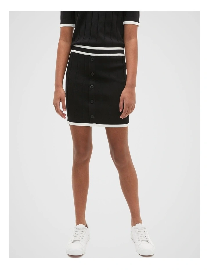 Rib Knit Skirt in Black image 1