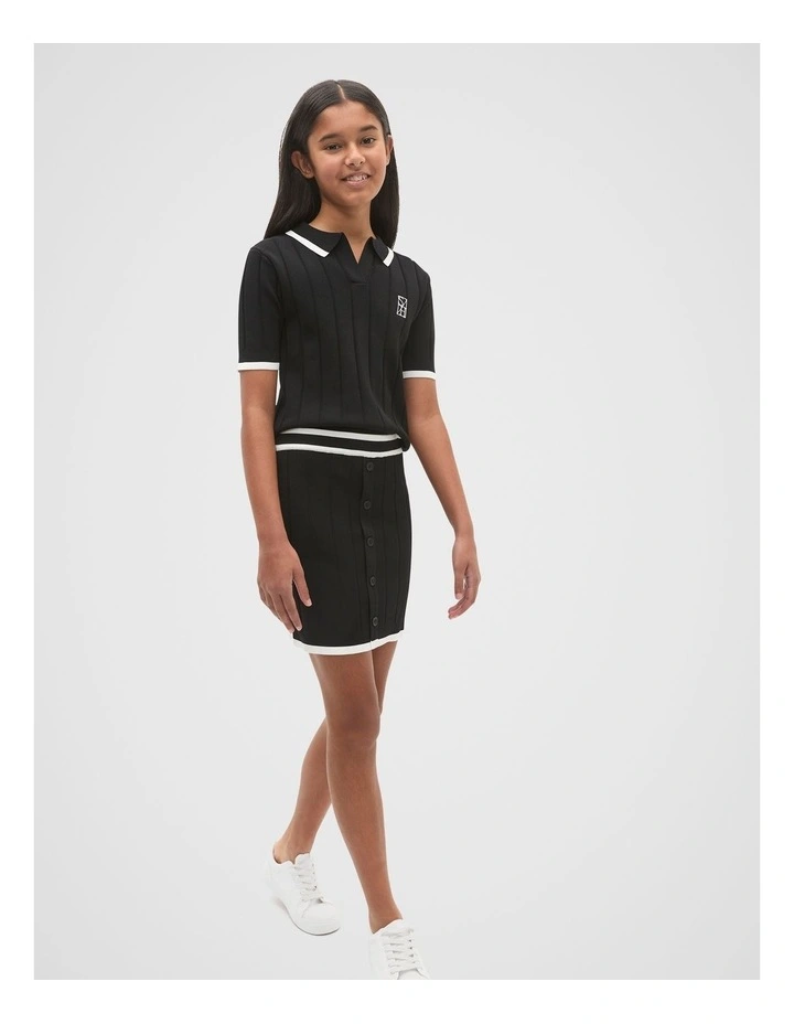 Rib Knit Skirt in Black image 3