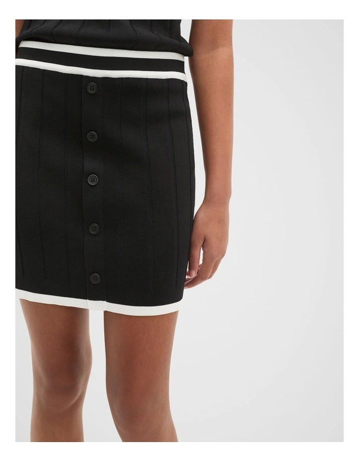 Rib Knit Skirt in Black image 4